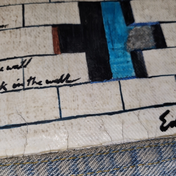 1970's Lee hand painted Pink Floyd distressed denim vest Mens M - Picture 13 of 17